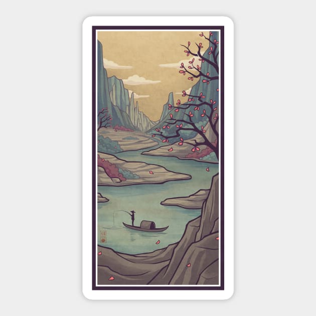 River and Mountain Sticker by KucingKecil